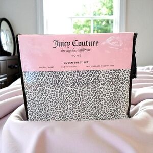NWT Juicy Couture Pink and Leopard Queen Sheet Set